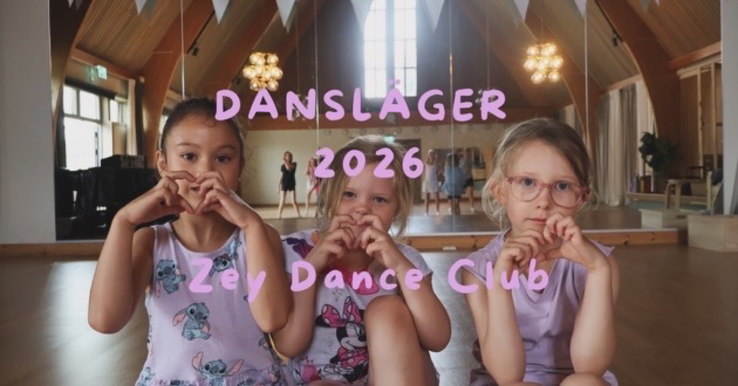 Dansläger 2026 med Zey Dance Club — barn formar hjärtan med händerna i dansstudion